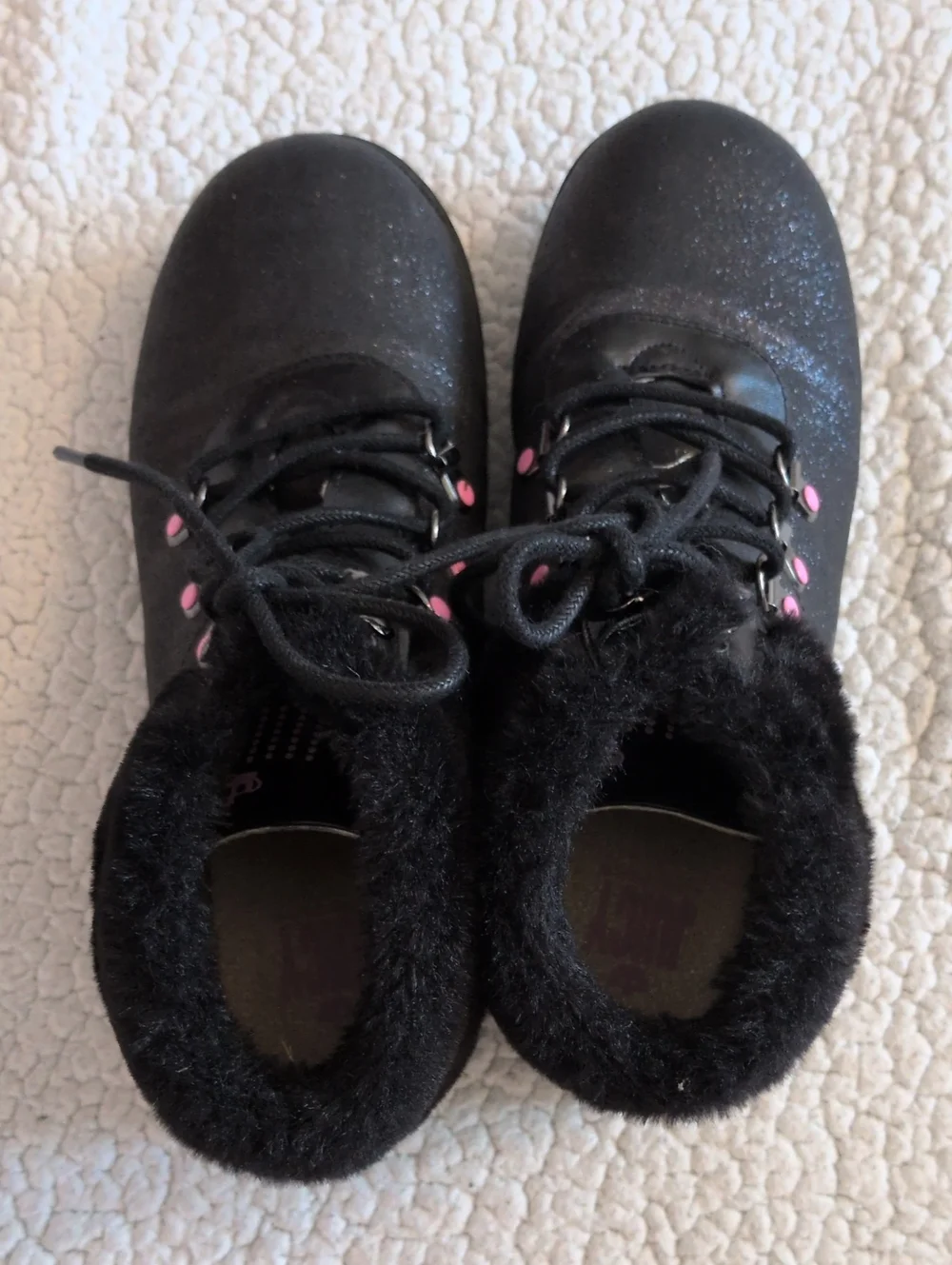 Juicy Couture Lace Up Sparkle Faux Fur Ankle Boots Gorpcore Feminine Whimsigoth